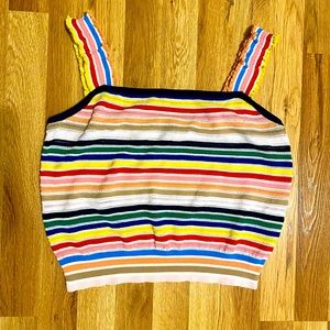 J.Crew Rainbow Stripe Ruffle Strap Tank Sweater(M)